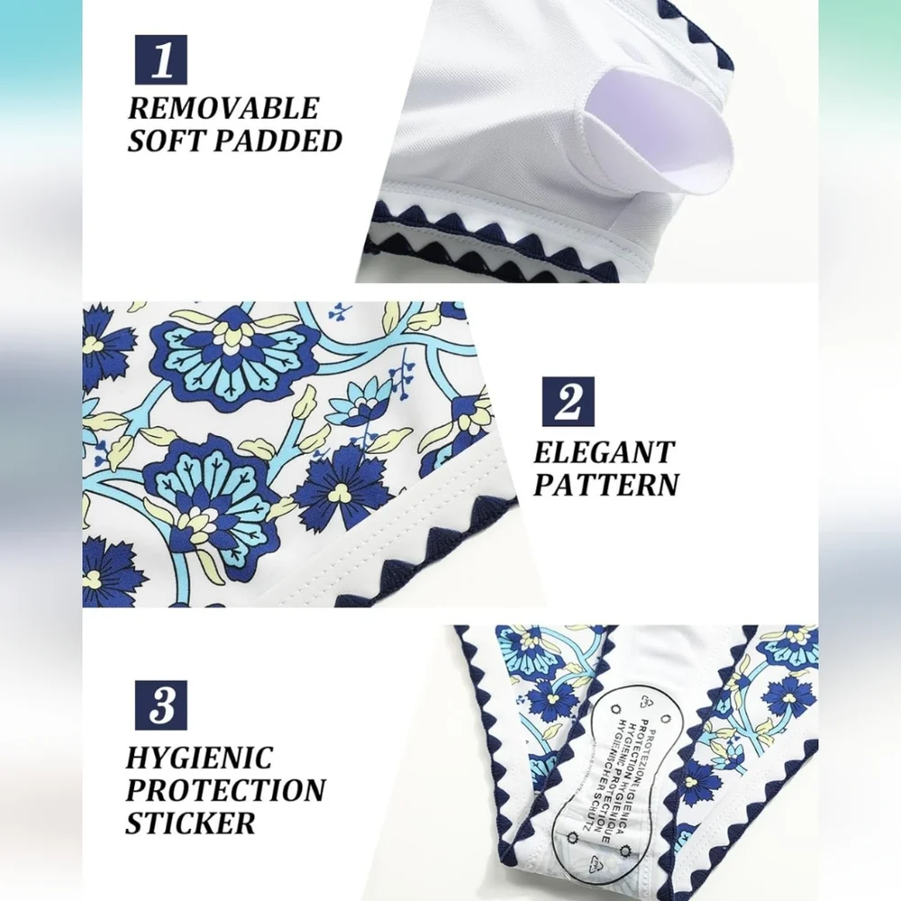 Print High Waisted Tummy Control Bikini Set